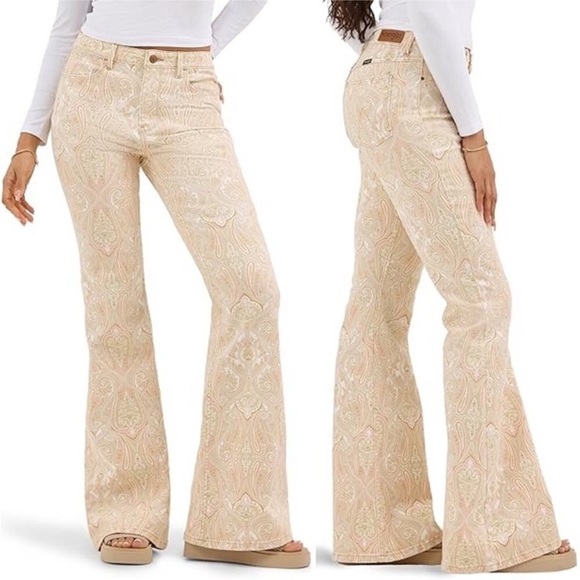 Wrangler Denim - Wrangler High Rise Fierce Flare Paisley Colorful Print Cotton Jeans Size 8 29/32